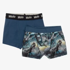 Molo Underwear*Boys Blue Cotton Dinosaur Boxers (2 Pack)