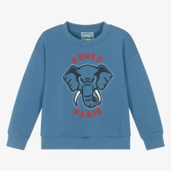 KENZO KIDS Tops*Boys Blue Cotton Elephant Sweatshirt