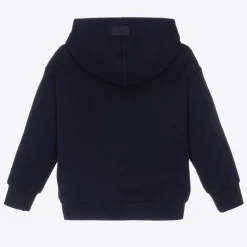 Il Gufo Tops*Boys Blue Cotton Embroidered Wolf Hoodie