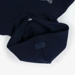 Il Gufo Tops*Boys Blue Cotton Embroidered Wolf Hoodie