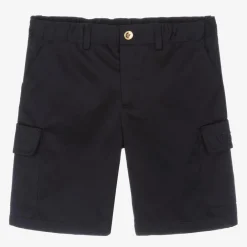 Versace Shorts*Boys Blue Cotton Gabardine Shorts