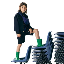 Versace Shorts*Boys Blue Cotton Gabardine Shorts