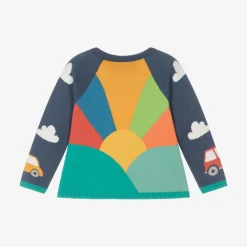 Frugi Tops*Boys Blue Cotton Knit Sunrise Cardigan