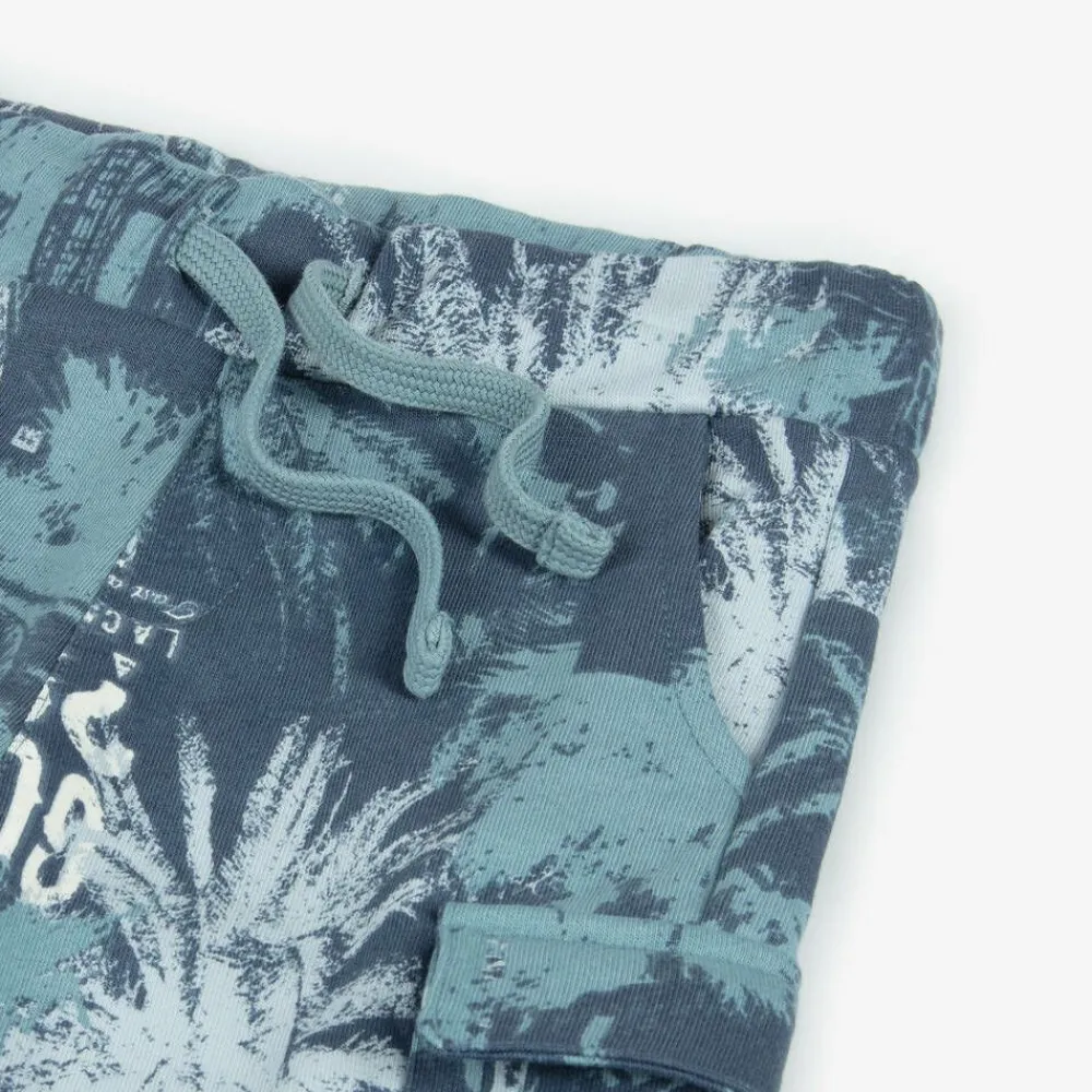 Guess Shorts*Boys Blue Cotton Palm Tree Cargo Shorts