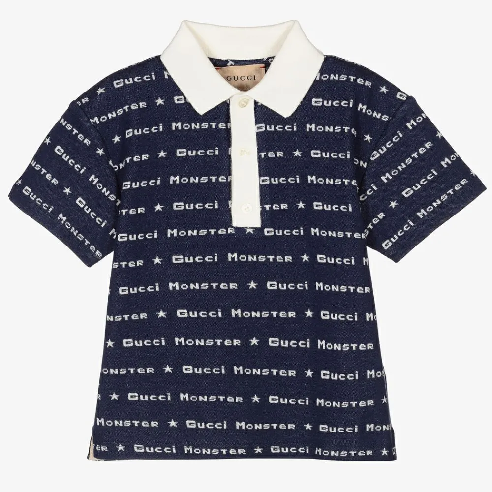 Gucci Tops*Boys Blue Cotton Polo Shirt