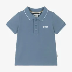 BOSS Tops*Boys Blue Cotton Polo Shirt