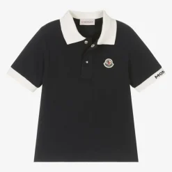 Moncler Enfant Tops*Boys Blue Cotton Polo Shirt