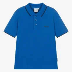BOSS Tops*Boys Blue Cotton Polo Shirt