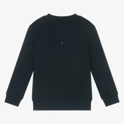 Tommy Hilfiger Tops*Boys Blue Cotton Stamp Logo Sweatshirt
