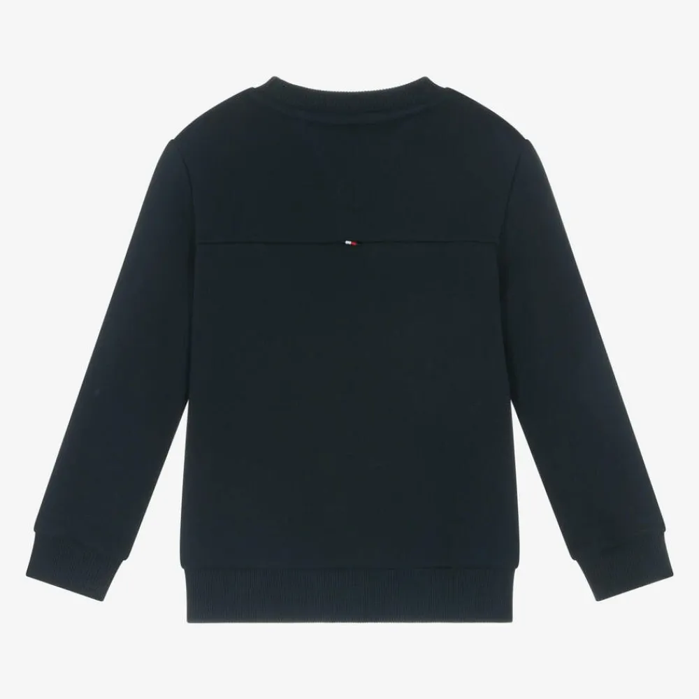Tommy Hilfiger Tops*Boys Blue Cotton Stamp Logo Sweatshirt