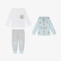 Caramelo Kids Tracksuits*Boys Blue Cotton Teddy Tracksuit Set