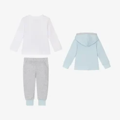 Caramelo Kids Tracksuits*Boys Blue Cotton Teddy Tracksuit Set