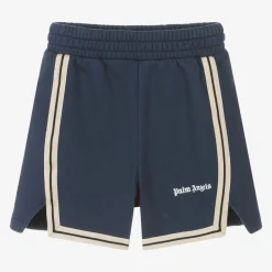 Palm Angels Shorts*Boys Blue Cotton Track Sweat Shorts