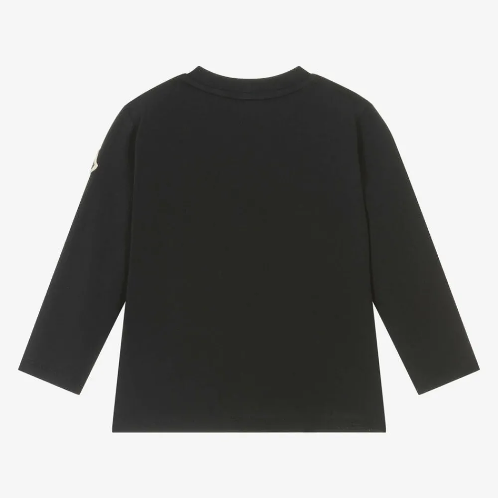 Moncler Enfant Tops*Boys Blue Cotton Tricolour Logo Top