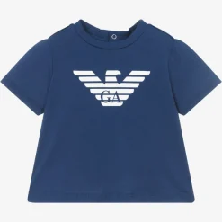 Emporio Armani Tops*Boys Blue Cotton T-Shirt