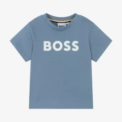 BOSS Tops*Boys Blue Cotton T-Shirt