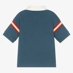 Tommy Hilfiger Tops*Boys Blue Cotton Varsity Logo Rugby Shirt