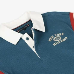 Tommy Hilfiger Tops*Boys Blue Cotton Varsity Logo Rugby Shirt