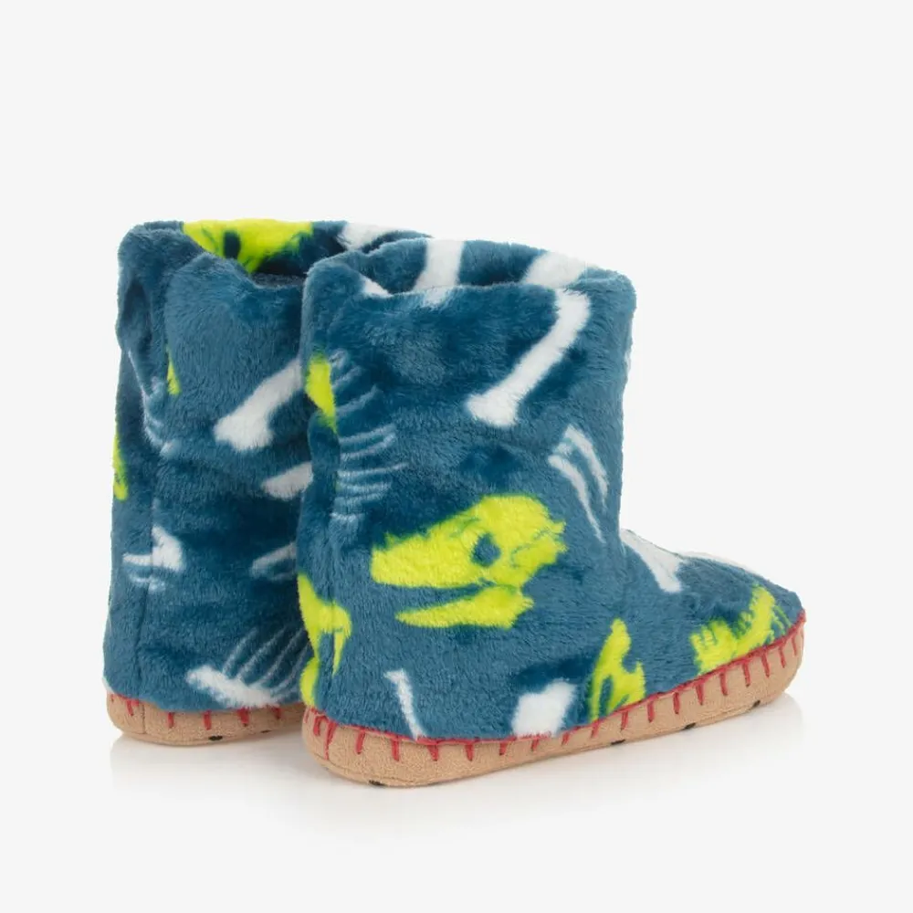 Hatley Slippers|Slippers*Boys Blue Dinosaur Bones Slippers