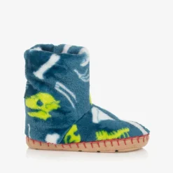 Hatley Slippers|Slippers*Boys Blue Dinosaur Bones Slippers