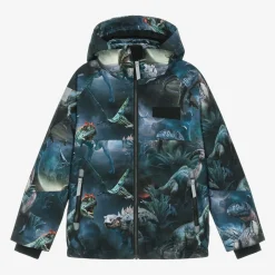 Molo Snowwear*Boys Blue Dinosaur Ski Jacket