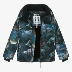 Molo Snowwear*Boys Blue Dinosaur Ski Jacket