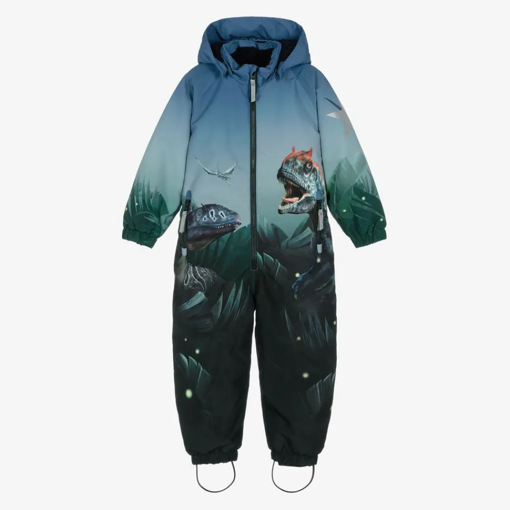 Molo Snowwear*Boys Blue Dinosaur Snowsuit