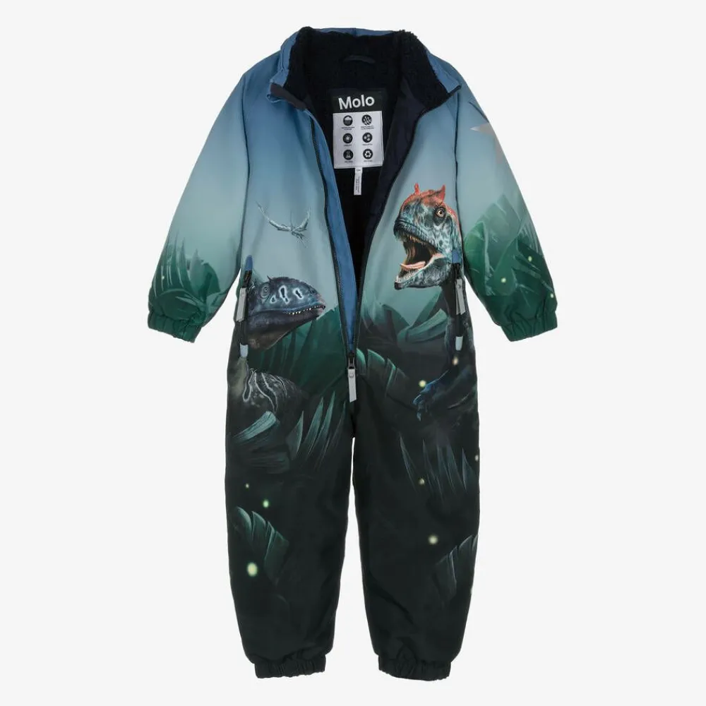 Molo Snowwear*Boys Blue Dinosaur Snowsuit