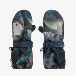 Molo Snowwear*Boys Blue Dinosaur Thermal Mittens