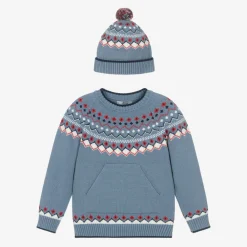 Dr. Kid Tops*Boys Blue Fair Isle Jumper & Hat Set
