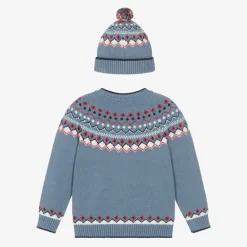 Dr. Kid Tops*Boys Blue Fair Isle Jumper & Hat Set