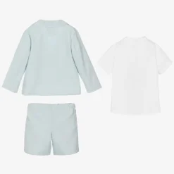 Beatrice amp; George Suits*Boys Blue Herringbone Cotton Shorts Suit