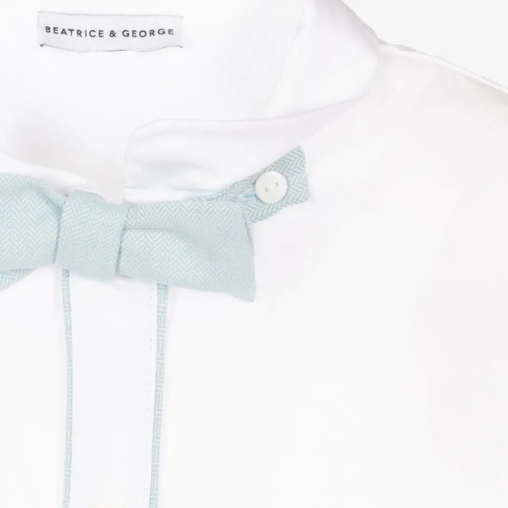 Beatrice amp; George Suits*Boys Blue Herringbone Cotton Shorts Suit