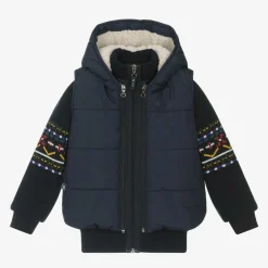 Lapin House Tops*Boys Blue Hooded Gilet & Zip-Up Top 2 in 1