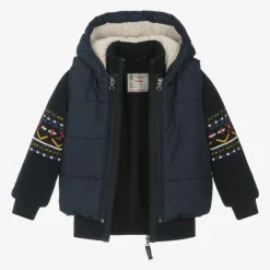 Lapin House Tops*Boys Blue Hooded Gilet & Zip-Up Top 2 in 1
