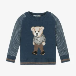 Dr. Kid Tops*Boys Blue Knitted Teddy Bear Sweater