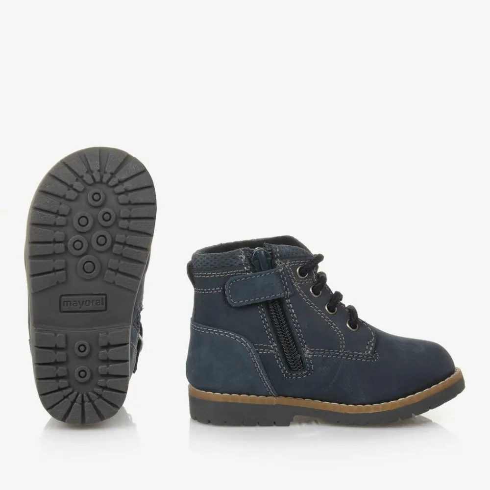 Mayoral Boots|Boots*Boys Blue Leather Lace-Up Boots