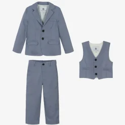 Beatrice amp; George Suits*Boys Blue Linen Waistcoat Suit