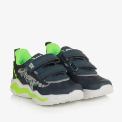 Beppi Trainers|Trainers*Boys Blue Mesh Dinosaur Light-Up Trainers