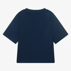 HUGO Tops*Boys Blue Organic Cotton Stacked Logo T-Shirt