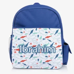 Treat Republic Bags*Boys Blue Personalised Shark Backpack (30cm)