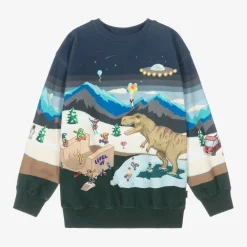 Molo Tops*Boys Blue Pixelscape Sweatshirt