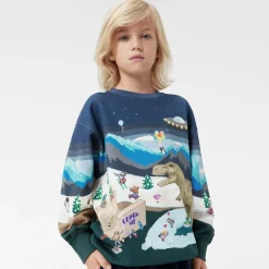 Molo Tops*Boys Blue Pixelscape Sweatshirt
