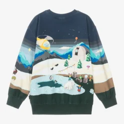 Molo Tops*Boys Blue Pixelscape Sweatshirt