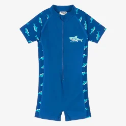 Playshoes Swimwear*Boys Blue Shark Sun Suit (UPF50+)