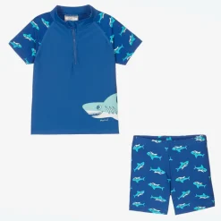 Playshoes Swimwear*Boys Blue Shark Swim Shorts Set (UPF50+)