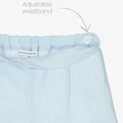 Beatrice amp; George Suits*Boys Blue Stripe Cotton & Linen Shorts Suit