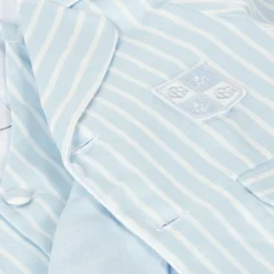 Beatrice amp; George Suits*Boys Blue Stripe Cotton & Linen Shorts Suit