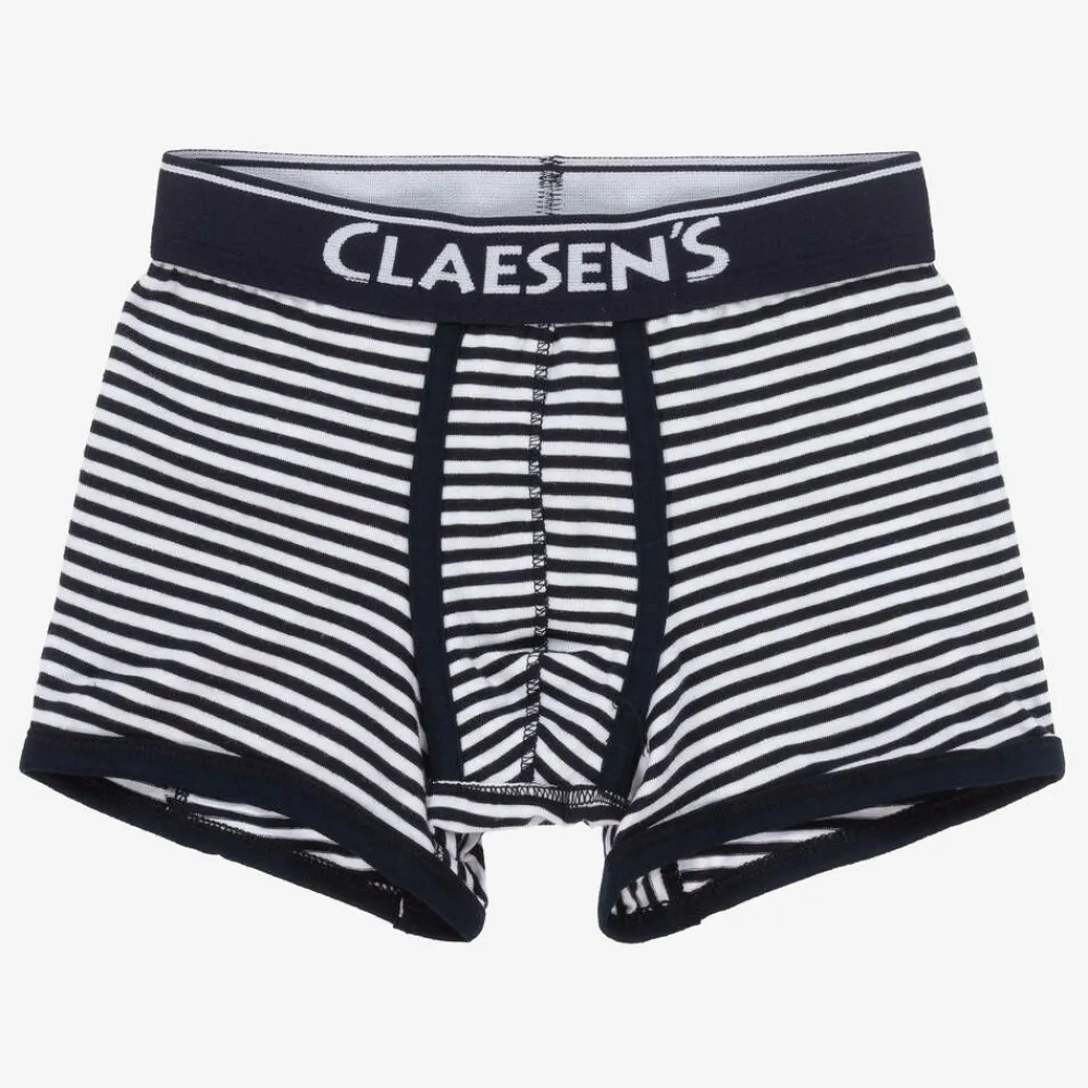 Claesens Underwear*Boys Blue Stripe Cotton Boxers (2 Pack)