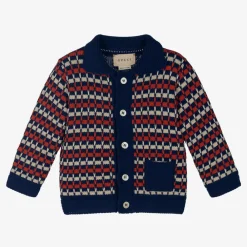 Gucci Tops*Boys Blue Stripe Cotton Knit Cardigan